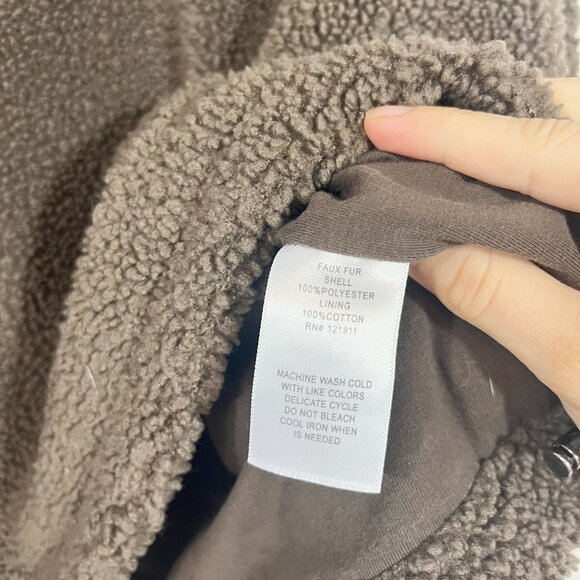 LNA Clothing Brown Sherpa Quarter Zip Sweater Sweatshirt Long Sleeve Size Large - Picture 5 of 7